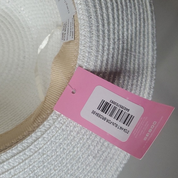 NWT Simply Southern Bride's Babe White Straw Hat Wedding Summer Beach Pink - Picture 5 of 9